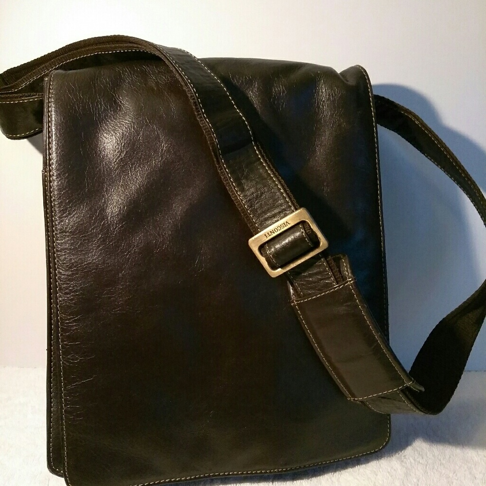 Visconti leather messenger bag